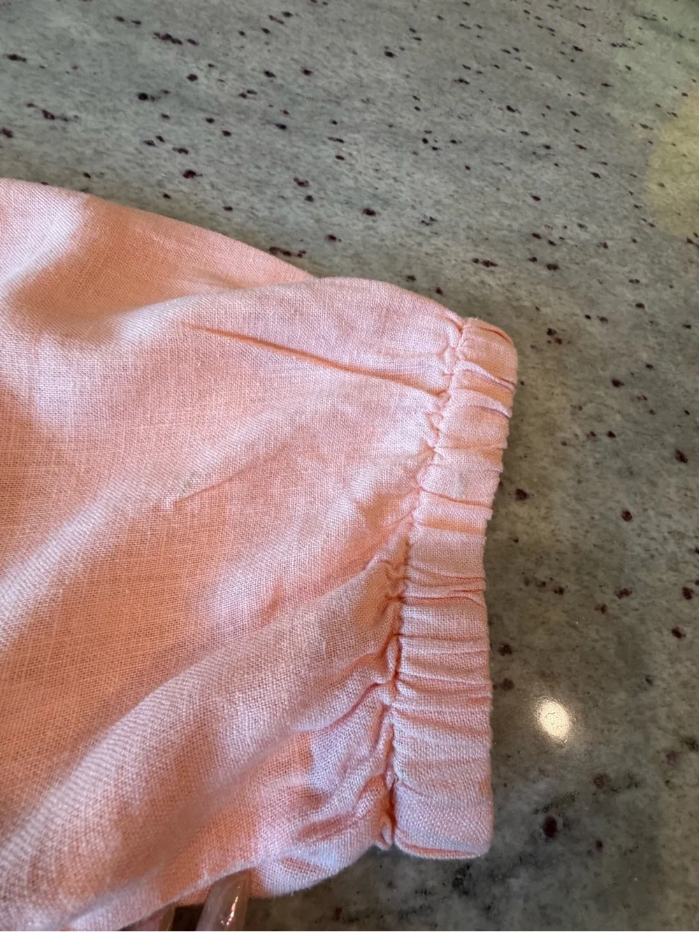 Michael Kors Peach V-Neck Short Sleeve Top with Center Buckle